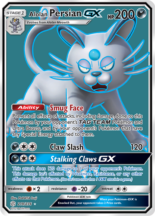 Alolan Persian GX - 219/236 - Full Art Ultra Rare (Español)