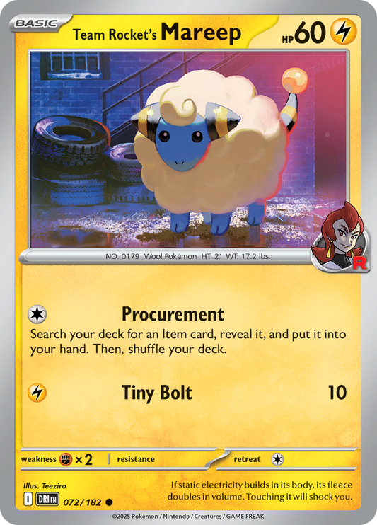Team Rocket's Mareep - 072/182 - Common (Español LA)