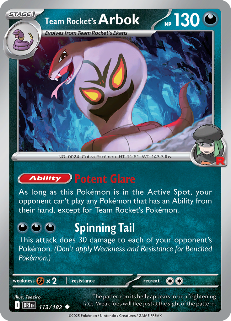 Team Rocket's Arbok - 113/182 - Uncommon (Español LA)