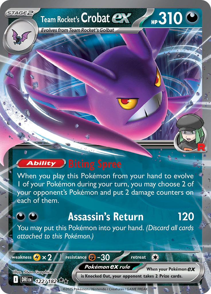 Team Rocket's Crobat ex - 122/182 - Double Rare