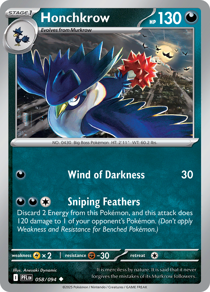 Honchkrow - 058/094 - Uncommon Reverse Holo