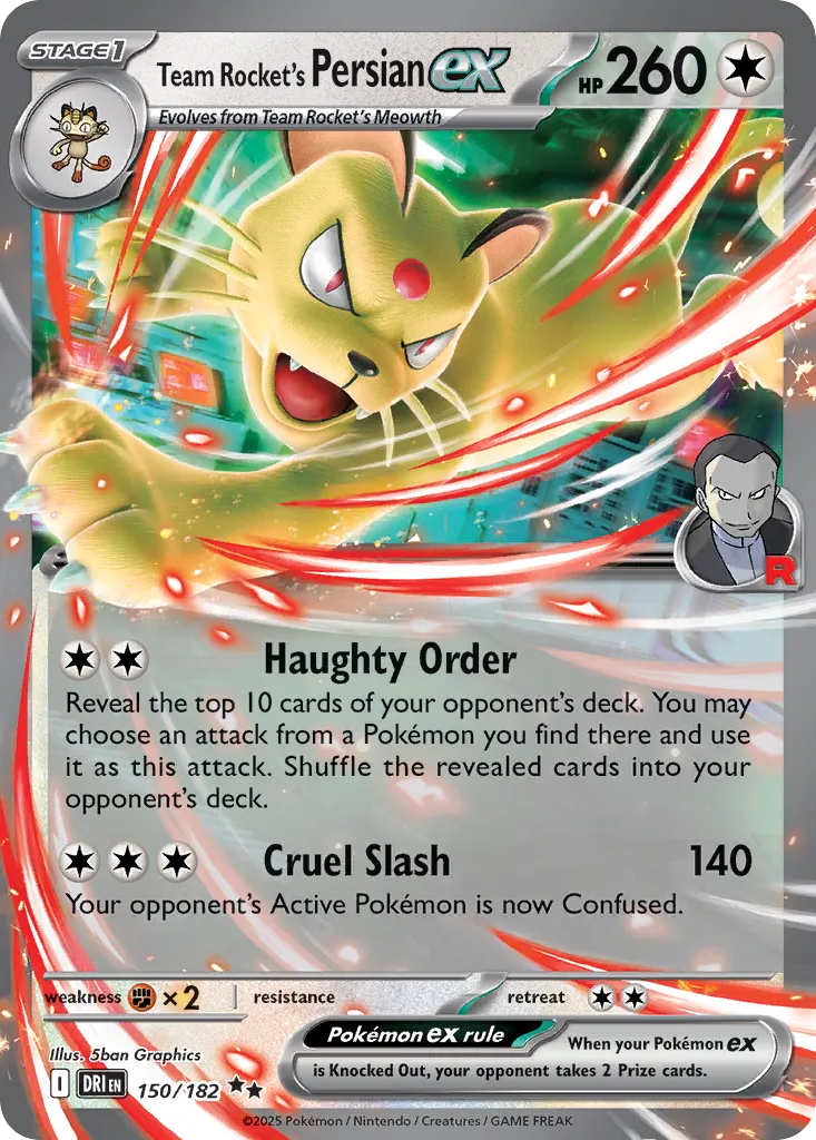 Team Rocket's Persian ex - 150/182 - Double Rare