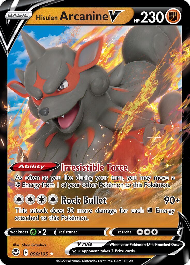 Hisuian Arcanine V - 090/195 - Holo Rare V