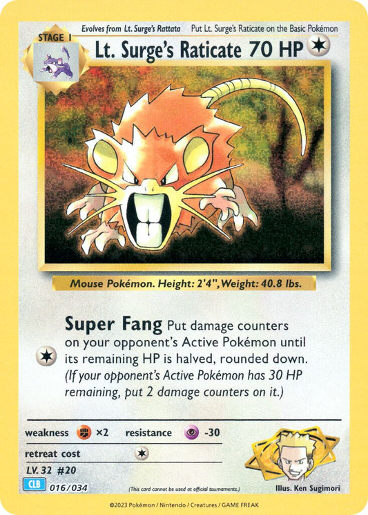 Lt. Surge's Raticate - 016/034 - Classic Collection