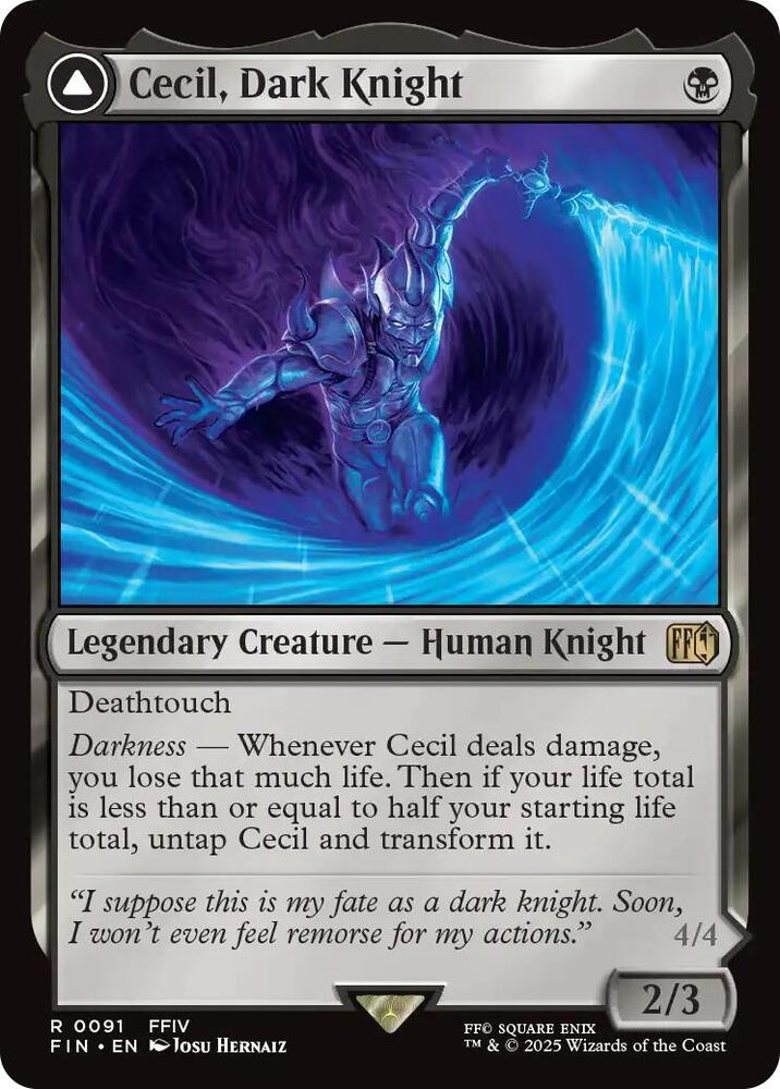Cecil, Dark Knight // Cecil, Redeemed Paladin - 91 - rare