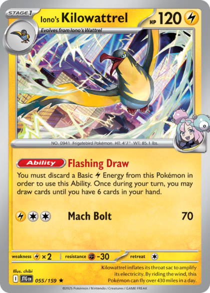 Iono's Kilowattrel - 055/159 - Holo Rare