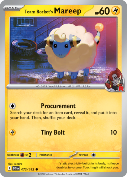 Team Rocket's Mareep - 072/182 - Common (Español LA)