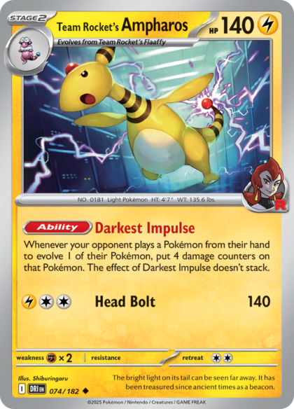Team Rocket's Ampharos - 074/182 - Uncommon (Español LA)